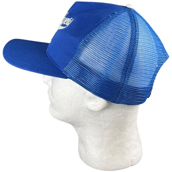 Vintage 90s Bricklayers #5 Cleveland Ohio Blue Trucker Hat Made In USA Snapback - Picture 2 of 7